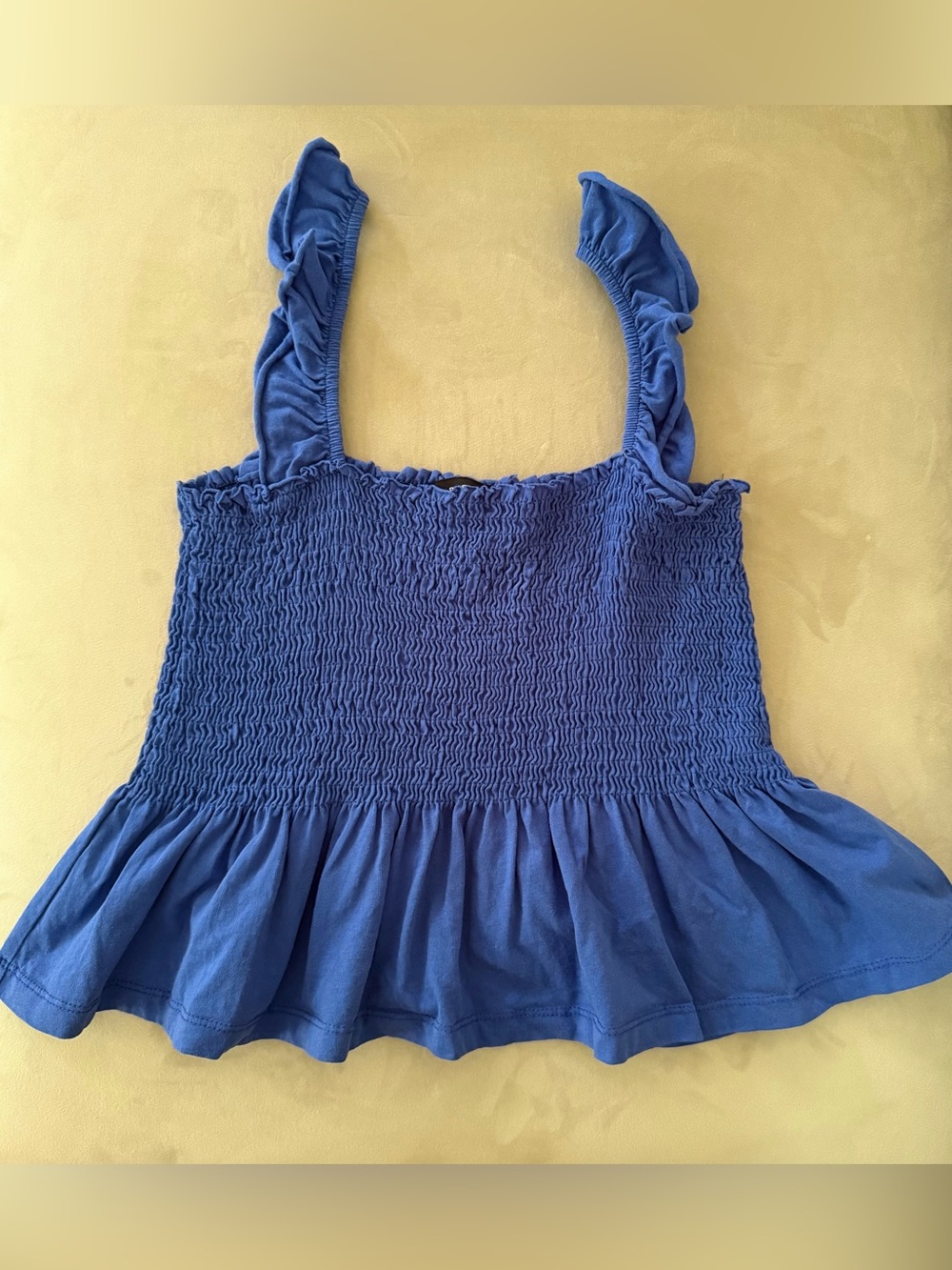Reserved Blue Smocked Tank with Ruffle Straps